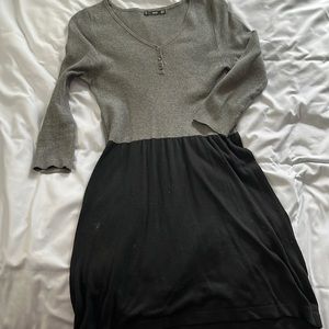 Quarter sleeve dress, grey and black - Small